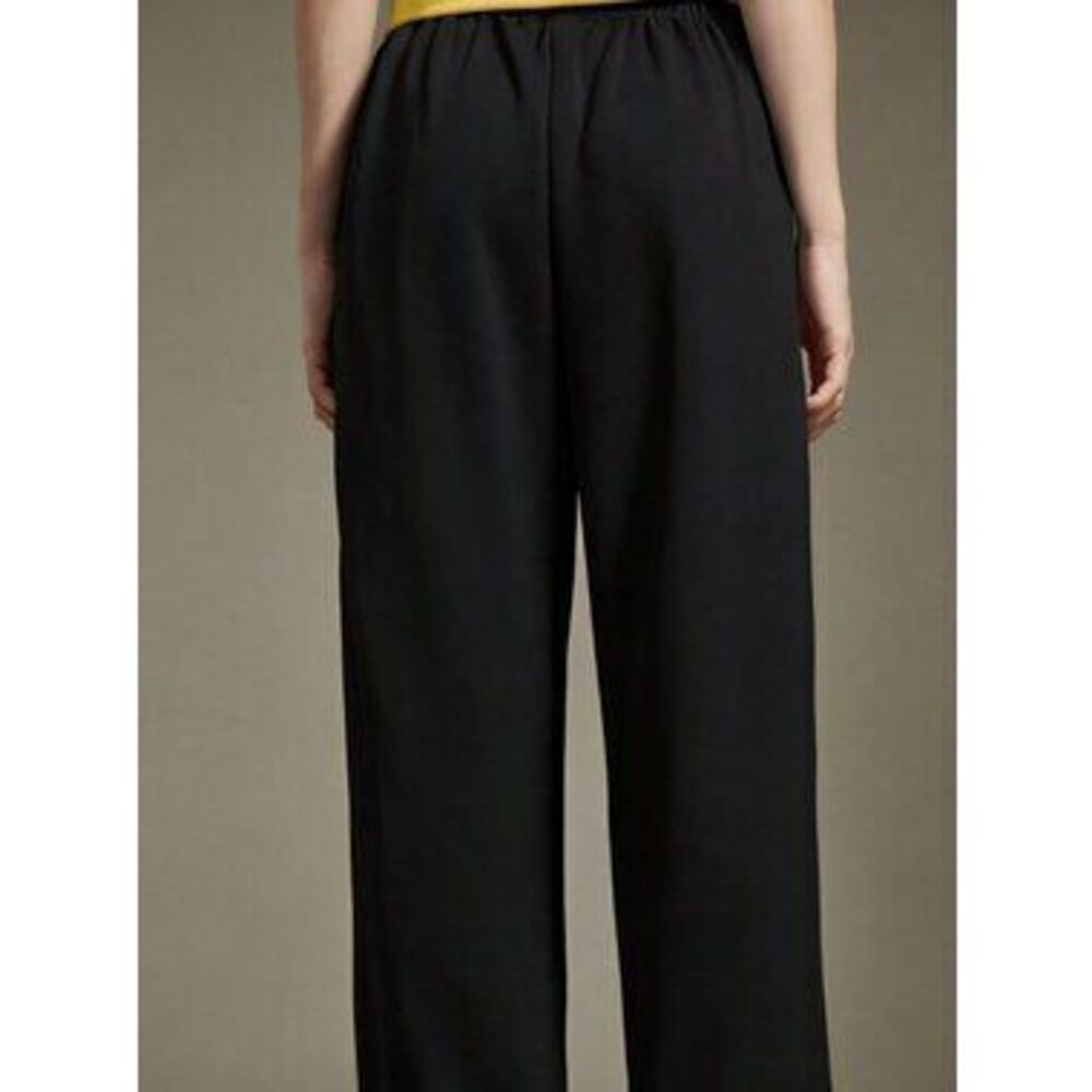Black Preppy Women's High Waist Wide Leg Drawstring Sweatpants with Heart Belt - Picture 2 of 4